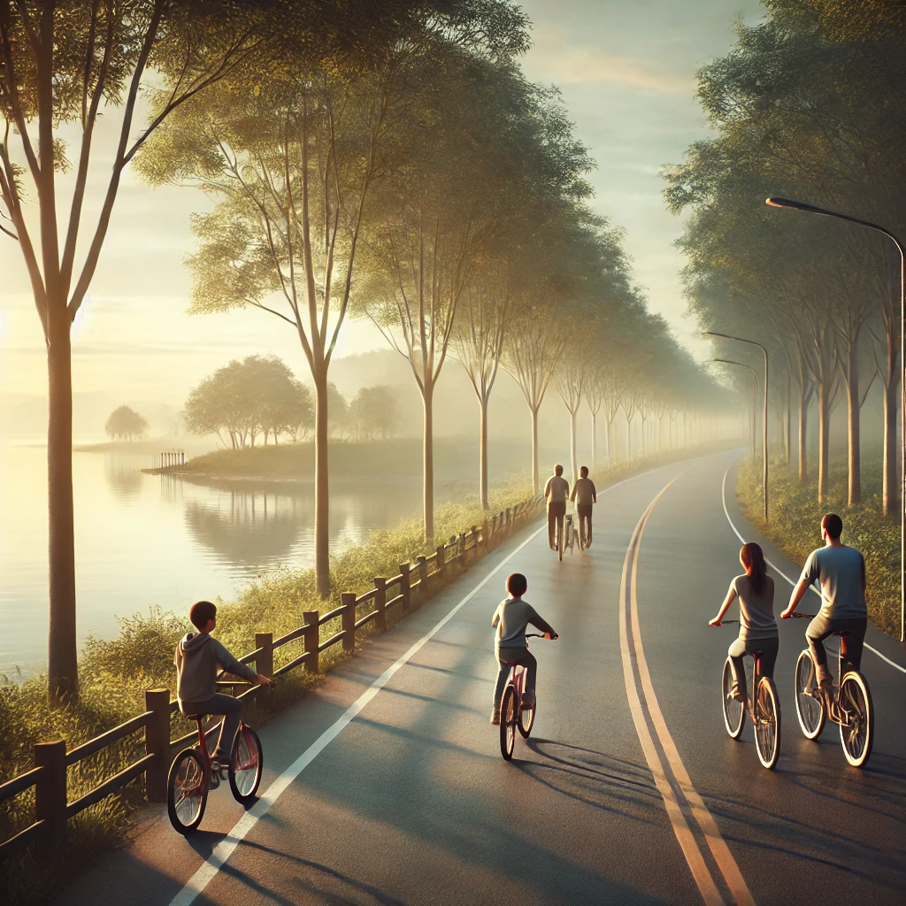 Cardiovascular Exercise for Beginners : Best 4 Workouts for your Heart, Physical, Mental and Sexual Health Transformation 3 best cardiovascular exercise doing a father with his children’s by cycling in charming morning beside a lake for overall well-being