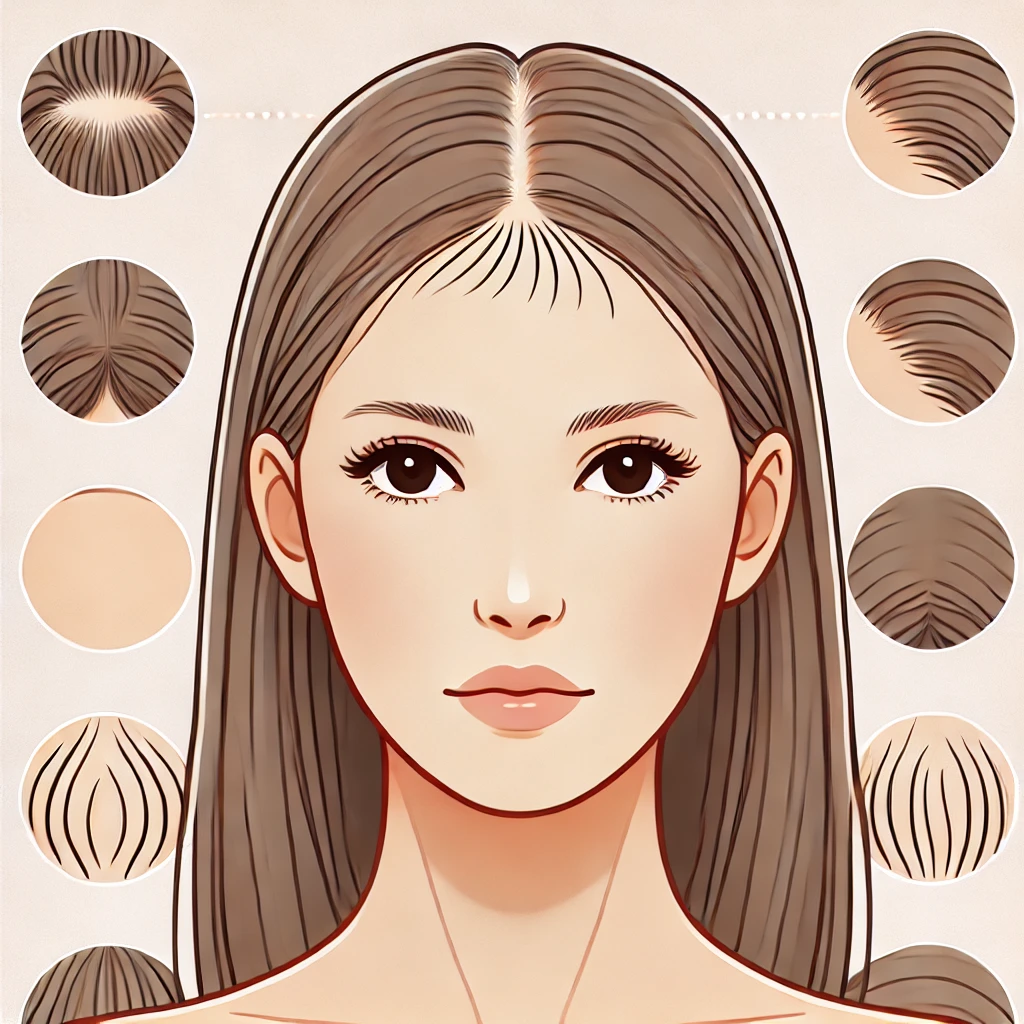 Healthy Hair is Your Beauty: Get Ready to Say Goodbye to Your Hair Fall 4 An illustration depicting Female Pattern Baldness FPB. The image should show a female figure with overall thinning hair particularly at the crown